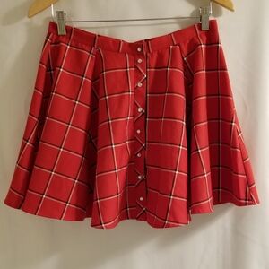 Dixxon Flannel X Daytona Women's Size M Red Plaid Circle Skirt Pearl Snaps